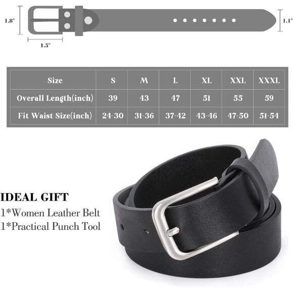 Women Leather Casual Belt for Jeans & Pants Adjustable Slim Waist Accessory